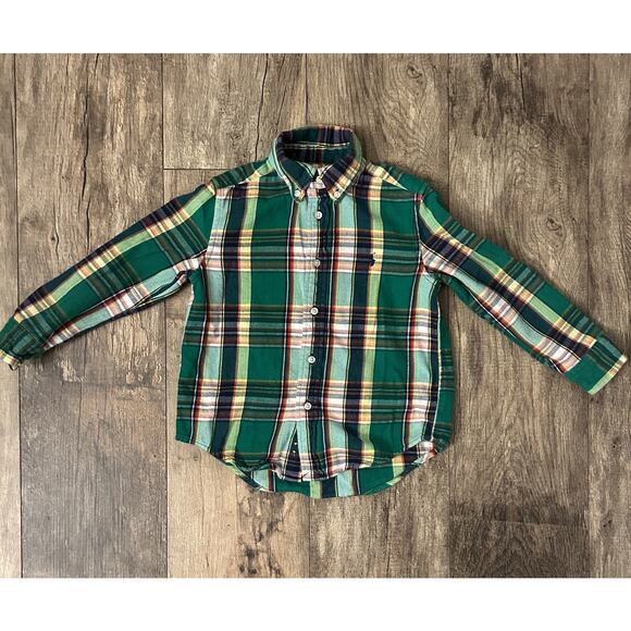 Ralph Lauren Other - Ralph Lauren Boys 4T Plaid Flannel Button Down Long Sleeve Shirt Green Designer